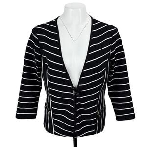 FRANK LYMAN Design Striped Lightweight Cover Up Womens Sz 10 Black White